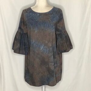 Bryn Walker Dark Tie Dye Flared Sleeve Mini Dress Size S